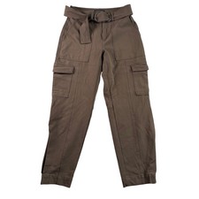 Banana Republic Women Belted Cargo Pants Olive Green Utility Style Size XXS