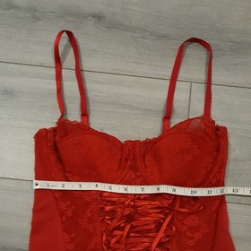 Vintage Ann Summers Red Lace Entice Boned Multi Way Corset Top Size 34C