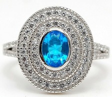 3CT Blue Topaz  Topaz 925 Solid Sterling Silver Ring Jewelry Sz 7 NB2-9