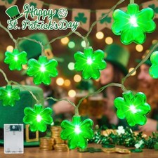 10 Feet Shamrock String Lights - St Patricks Day Decorations with 20 LED Lucky C