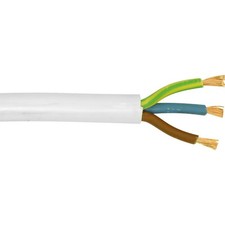 White 3 Core Flex 0.5mm 0.75mm Mains Wire Cable Electric 3183Y 10 meter 1.50 per metre