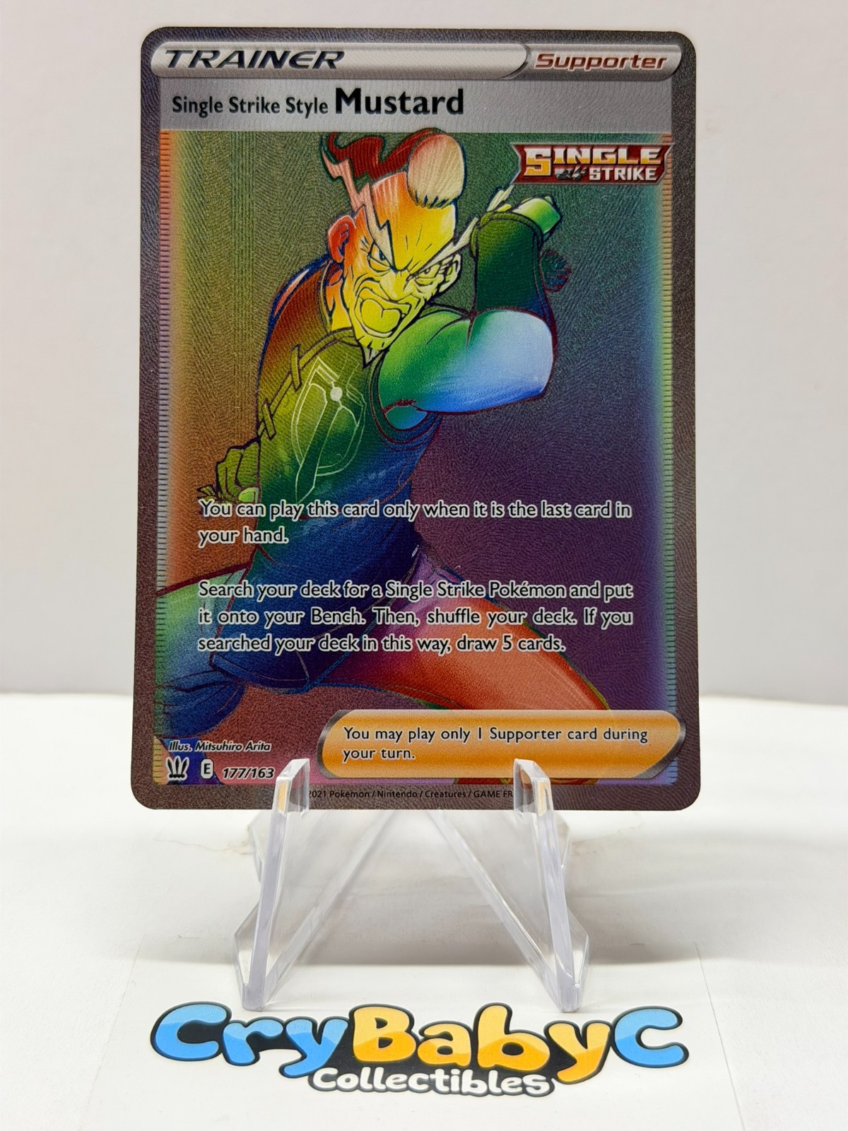 Pokemon Single Strike Style Mustard 177/163 Battle Styles SECRET RARE TRAINER