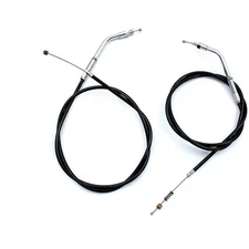 V-Twin Manufacturing Black Vinyl Throttle and Idle Cable Set 36-0860