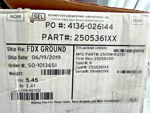 NUOVO MODULO I/O REMOTO SEL Schweitzer Engineering SEL-2505 2505361XX - sigillato - Foto 5 di 5