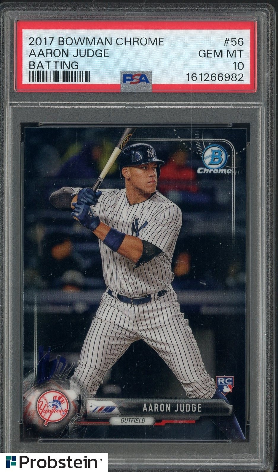 2017 Bowman Chrome #56 Aaron Judge Batting Yankees RC Rookie PSA 10 GEM MINT view 1