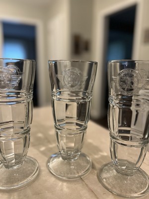 NEW! 4 Steak n Shake Restaurant Glass Milkshake Glasses Set Heavy Embossed 8.5 