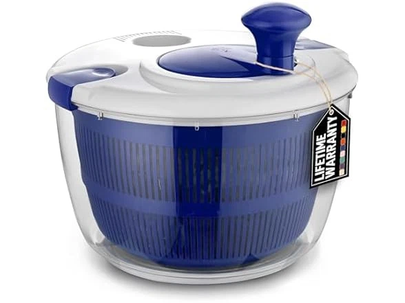 5L Salad Spinner w/ Rotary Handle Navy Blue 5 Liter Capacity
