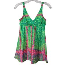 Vtg 60s Neusteters Rose Marie Reid Floral V Neck Tie Swimsuit Top Size Medium