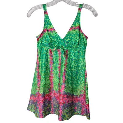 Vtg 60s Neusteters Rose Marie Reid Floral V Neck Tie Swimsuit Top Size Medium - Photo 1/4