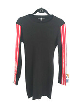 Missguided dress size 10 black/red stripe Corduroy bodycon