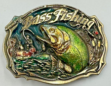 Vintage 1987 Great American Buckle Co Solid Brass Bass Belt Buckle