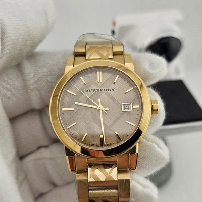 NEU BURBERRY DAMEN BU9145 UHR GOLD ARMBAND & GOLD ZIFFERBLATT MIT GOLDGEHÄUSE