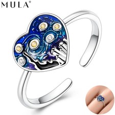 MULA 925 Sterling Silver Blue Starry Sky Finger Ring AAA CZ For Women Jewelry