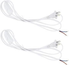 RTNLIT 2-Pack 6Ft Lamp Cord with Switch Button and Molded Plug, 2-Pack, White 