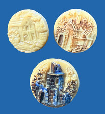 3 ARCHITECTURAL  buildings  Victorian  caramel  glass buttons  FREE SHIPPING