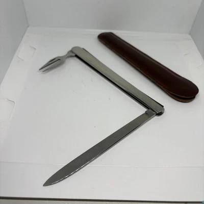 Vintage Klappbesteck Messer Gabel mit Etui Edelstahl Camping Picknick - Bild 1 von 4