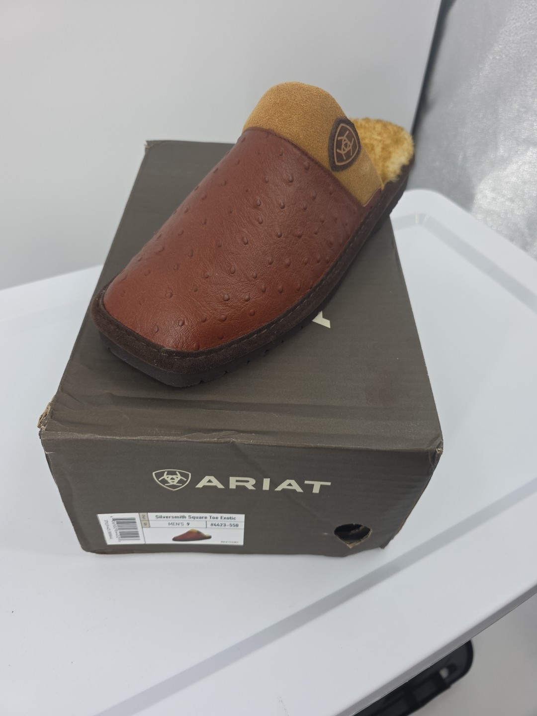 Ariat Men's Silversmith Square Toe Slipper Brown Size 9