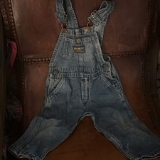 OshKosh B'gosh Vintage Blue Denim Overalls One-Piece Baby  Toddler Button