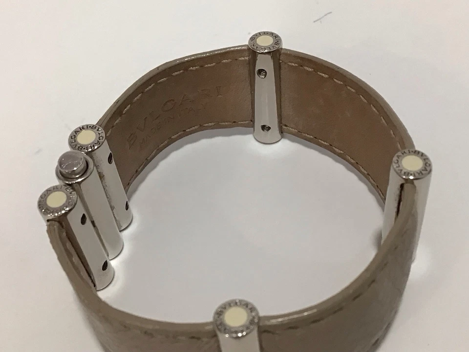 BVLGARI Signed LEATHER / METAL ABEAEL BRACELET / MADE IN ITALY ( M ) - Image 2 of 4