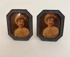 Set of 2 Vintage Mini Pewter Silver Picture Frames Made In Taiwan 2 inches