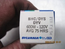 BHC / DYS DYV 600 WATT 120 VOLT 8 MM PROJECTOR LAMP NIB/NOS
