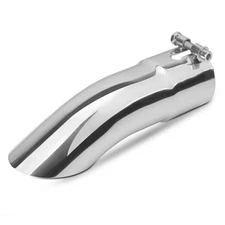 2.5 inch Inlet Curved Exhaust Tip, 2.5" Outlet 9" Overall Length Stainless 