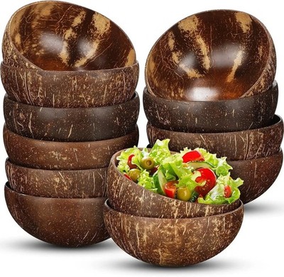 Handmade Natural Coconut Shell Bowl Rice Bowl Salad Smoothie Serving Bowl