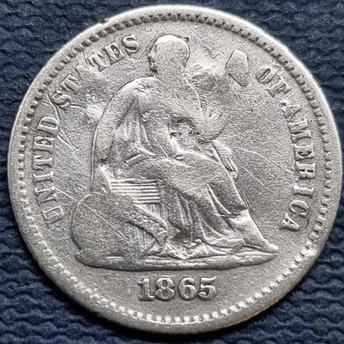 1865 P Seated Liberty Half Dime 5c Better Grade VF Details RARE #93560