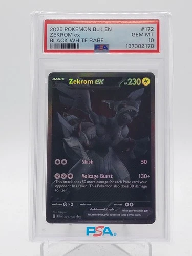 ZEKROM EX 2025 POKEMON BLACK BOLT #172 BLACK WHITE RARE PSA 10 Q0895