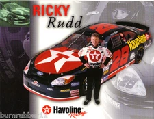 2000 RICKY RUDD "HAVOLINE" #28 NASCAR WINSTON CUP SERIES POSTCARD 