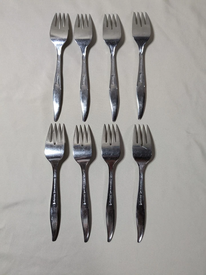 Juego de 8 tenedores de ensalada NASCO Flamingo Montego acero inoxidable Japón MCM 6 1/2" Foto 4 de 4