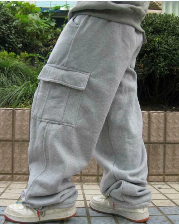 Mens Loose Cargo Baggy Hip Hop Long Pants Trousers Athletic