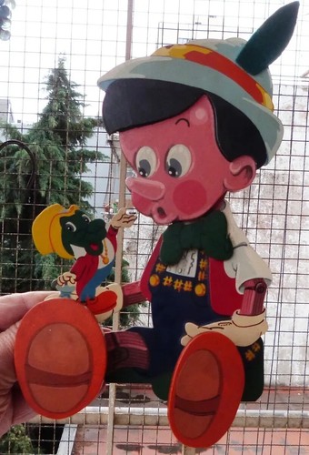 OLD ARGENTINA PINOCCHIO JIMINY CRICKET WOODEN FIGURES COAT RACK ART FOLK DISNEY - Picture 8 of 10