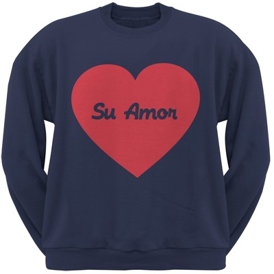Valentine's Day Su Amor Navy Adult Crew Neck Sweatshirt