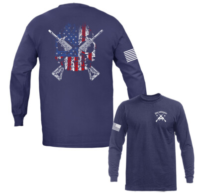 2nd Amendment Skull Gun Constitution US Flag Long Sleeve