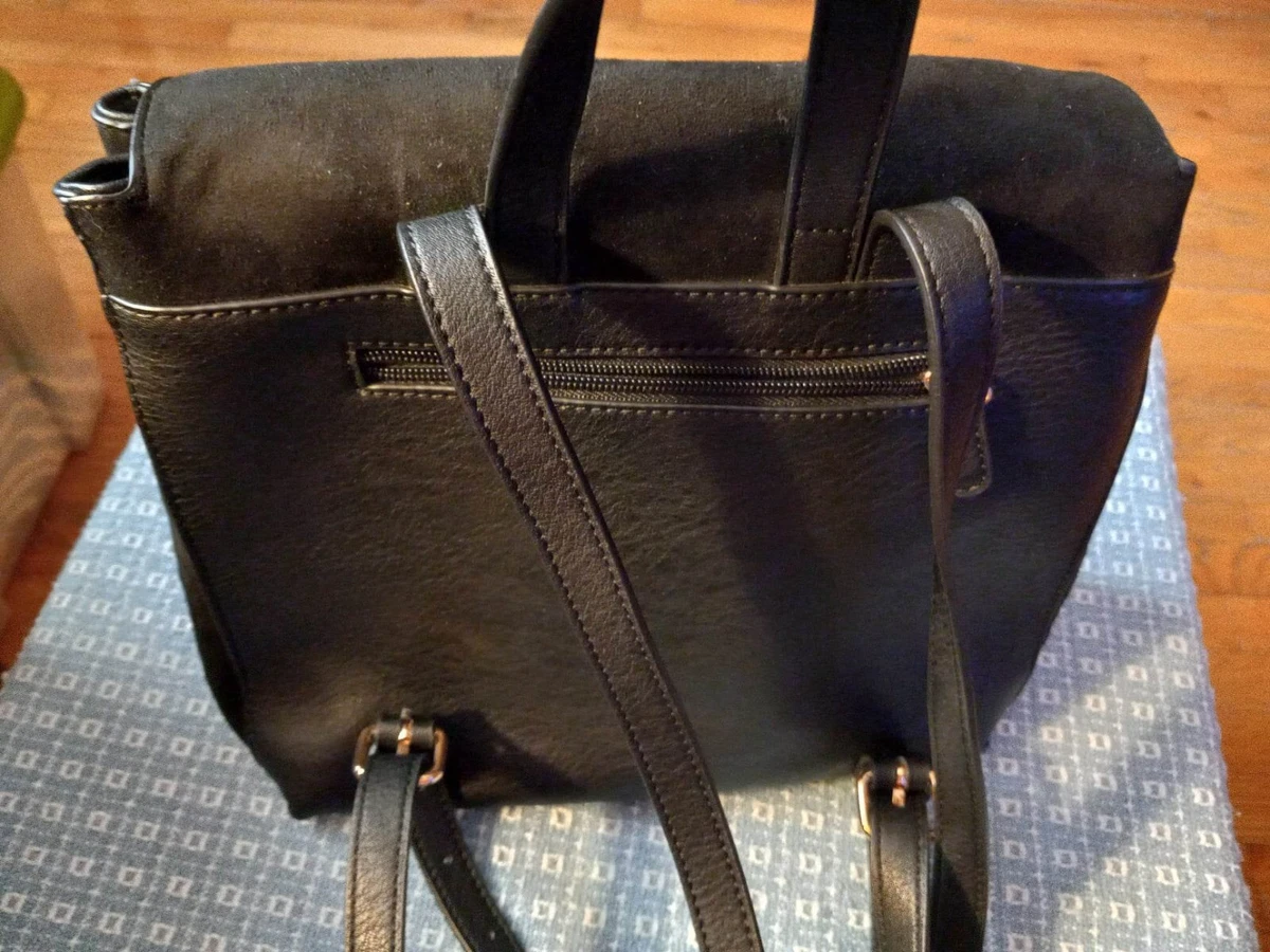 Lauren Conrad Black Leather Backpack Purse Pre Owned