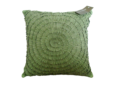 BNWT Green Circles Ruffles Sofa Chair Bed Square Cushion 40 x
