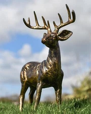 Brushed Gold 'Winston' Stag Garden Sculpture Cast Aluminium