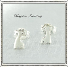 925 Sterling Silver 4 x 8 mm Baby Giraffe Earrings Studs for Kids, Girls,Ladies