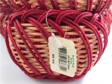 Lot of 5 Red Wicker Baskets Decorative Storage Stackable Bath & Body Works