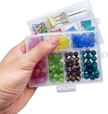 Plastic Organizer Box with Dividers - 2 PCS Small Plastic Container with Compart