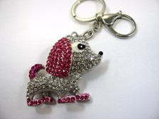 Collectible Keychain: PUPPY DOG Bejeweled Design Pink Very Cute