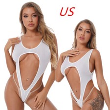Women's Backless Bodysuit High Cut Thong Leotard Hollow Out One Piece Swimsuit