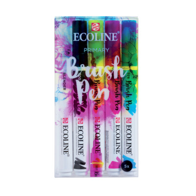 Set of 5 Royal Talens Ecoline Liquid Watercolour Drawing Brush Pens - Primary