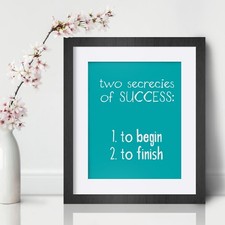 Success Inspirational Wall Art Print Motivational Quote Poster Decor Gift Him