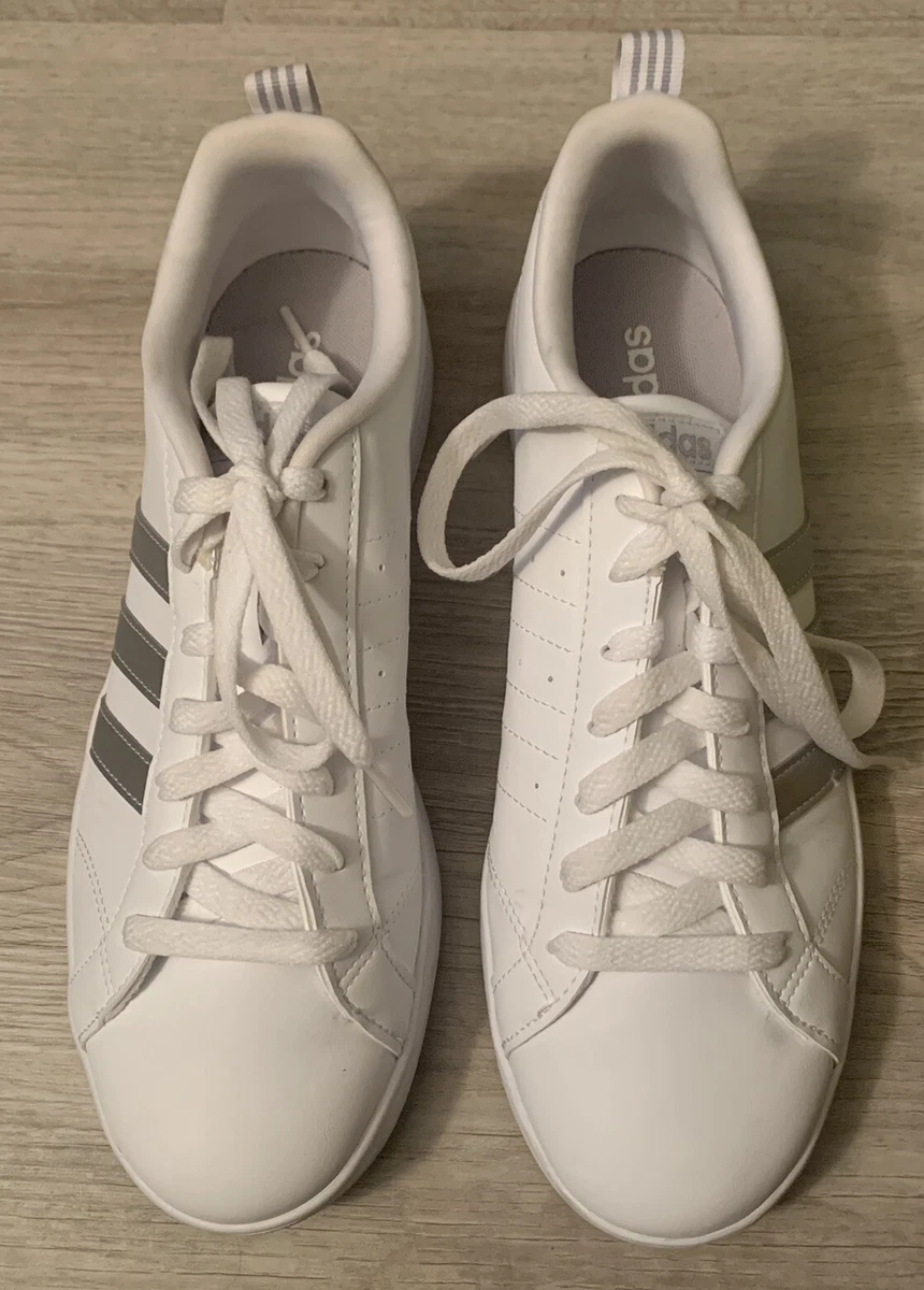 Size 9.5 Adidas VS Advantage White Silver Metal 2019