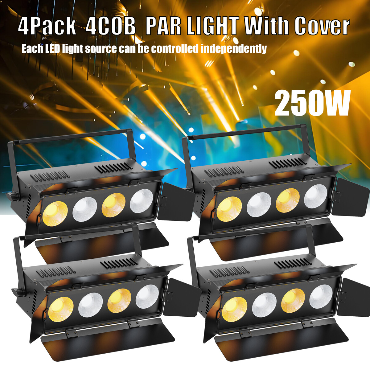 4X 250W COB LED Par Light DMX Stage DJ Audience Blinder Panel Light Christmas