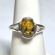 Authentic Baltic Amber 925 Sterling Silver Ring Jewelry s.6.5 JY3528