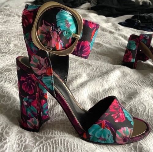 River Island comfy Ankle Strap Floral Heel UK Size 4 - great condition - Picture 8 of 12
