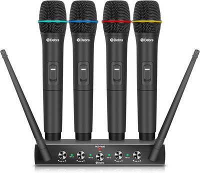 Debra Audio Pro UHF 4 Channel Wireless Microphone System with 4 Handheld (A) 